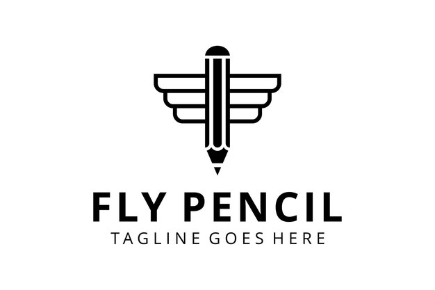 Vector illustration modern pen sign connect with wings logo design icon template