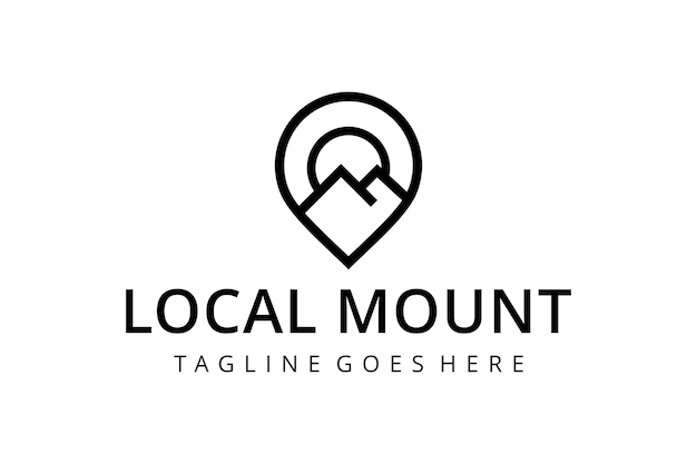 Illustration modern pin location with mountain geometric logo design template