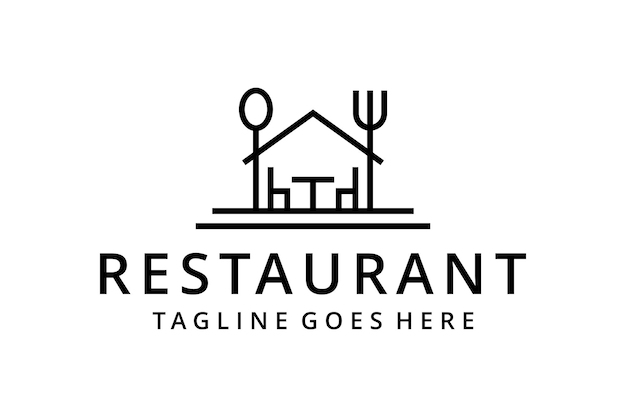 Illustration modern restaurant with fork and spoon sign logo design template