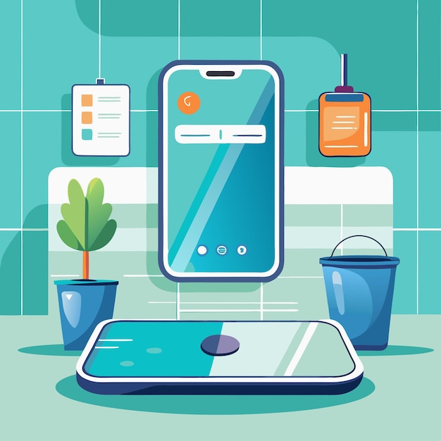 illustration of a modern smart scale that tracks body metrics