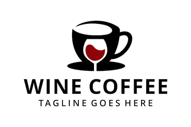 Illustration modern Wine glass drink on coffee cup sign logo design template