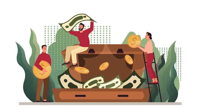   illustration of money protection , savings keeping. Idea of economy and finance wealth. Currency savings. Golden coin and banknote in suitcase.