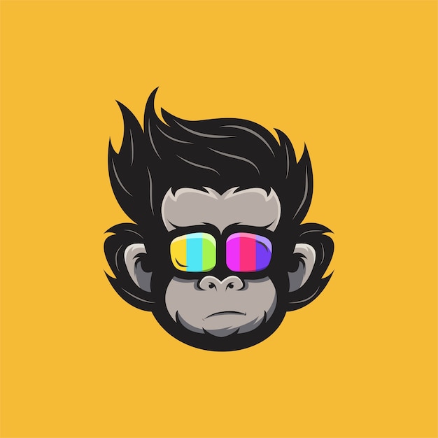 illustration of a monkey's head with colorful glasses.