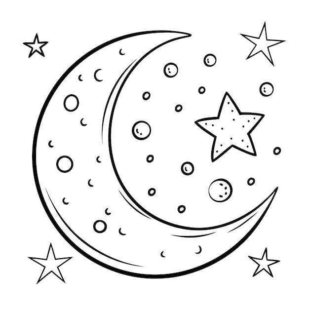 Illustration of the moon and stars Coloring sheets