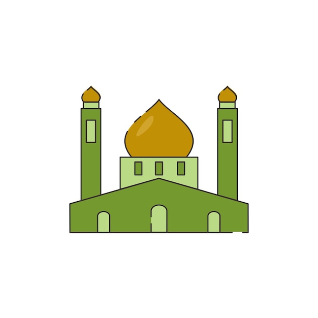 Illustration of a mosque with a dome and a gold dome