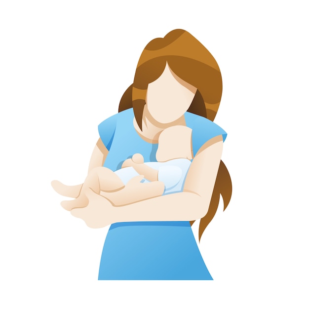  illustration Mother with newborn baby