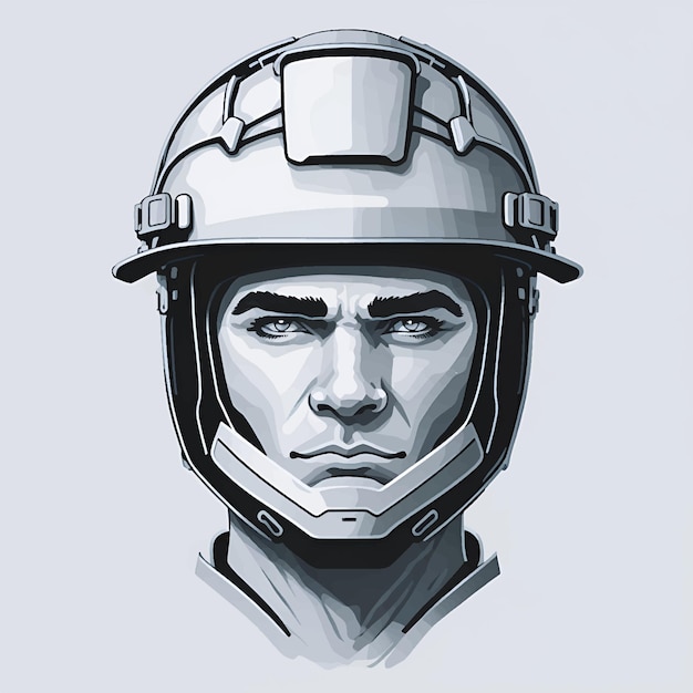 Vector illustration of motorcycle or motorbike helmet with face illustration