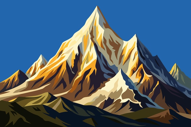 Vector illustration of a mountain with a blue sky