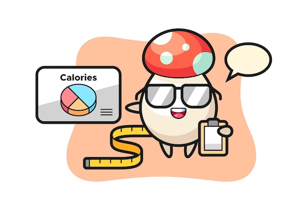 Illustration of mushroom mascot as a dietitian