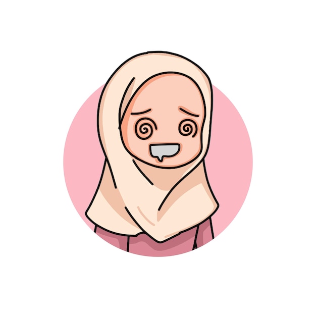 Illustration of a Muslim Kid Girl Wearing Hijab Vector Illustration