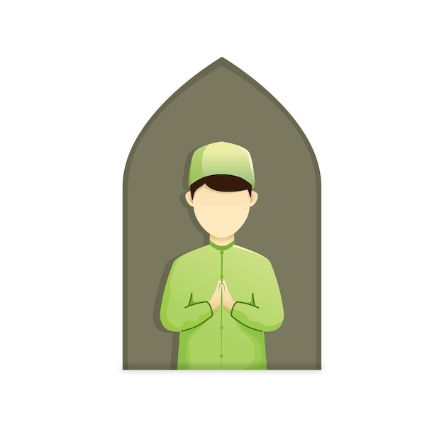 Illustration of a Muslim man saying greetings