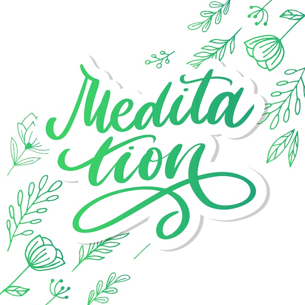  illustration of My Therapy is meditation. Lettering poster for yoga studio and meditation class. Fun letters for greeting and invitation card, t-shirt print design.