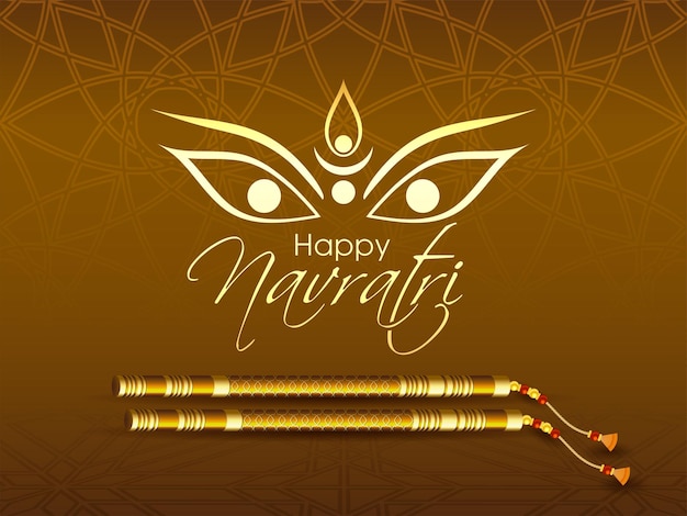 Illustration of Navratri with beautiful calligraphy