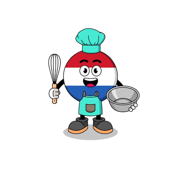 Illustration of netherlands flag as a bakery chef