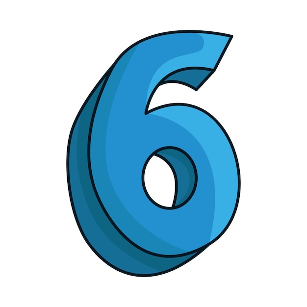 Vector illustration of number 6