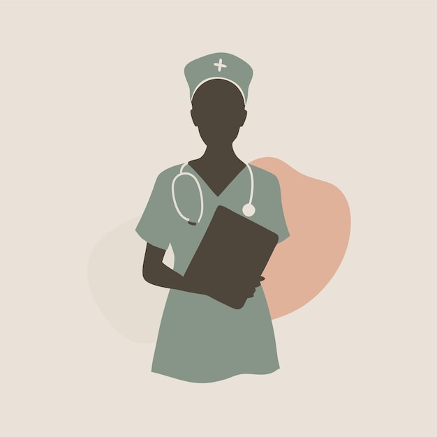 Vector an illustration of a nurse with a folder and the words nurse on it