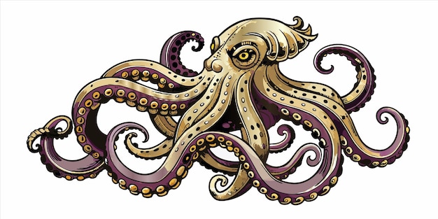 an illustration of an octopus with the word octopus on it