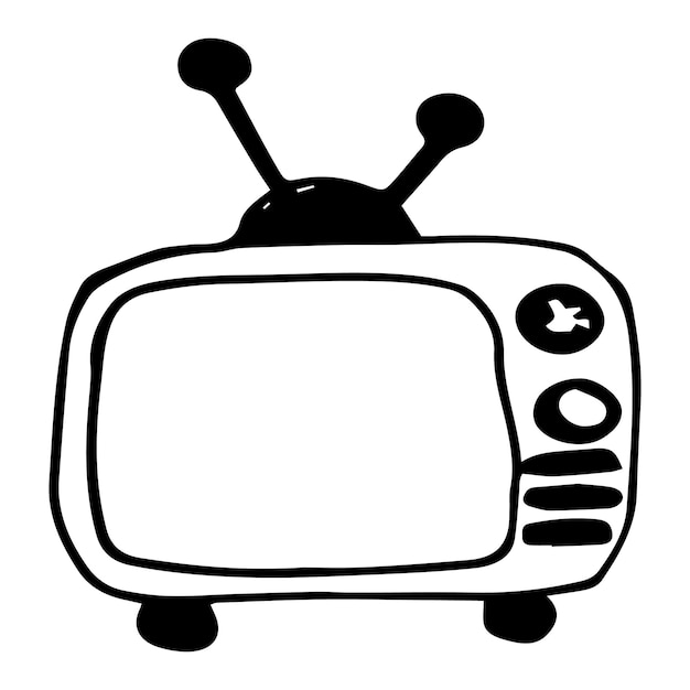 Illustration of an old tube TV with antenna