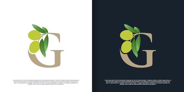 Illustration of olive letter logo G unique concept Premium Vector