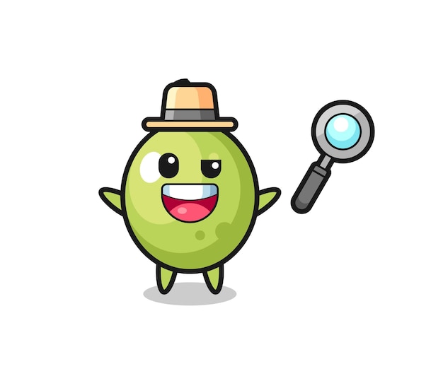 Illustration of the olive mascot as a detective who manages to solve a case , cute style design for t shirt, sticker, logo element