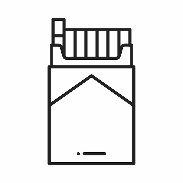 Vector illustration of one pack of cigarettes icon in outline style