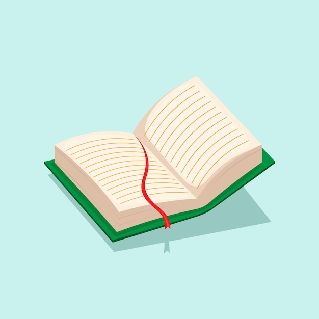 illustration of an open book with a green cover