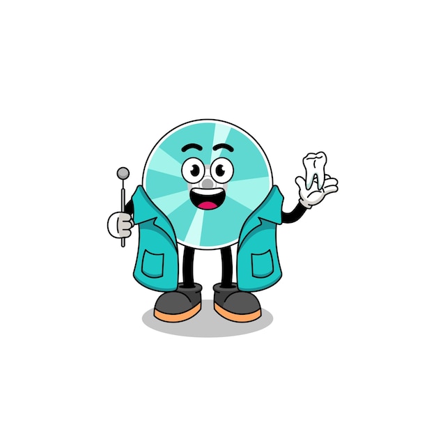 Illustration of optical disc mascot as a dentist