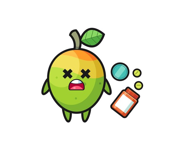 Illustration of overdose mango character