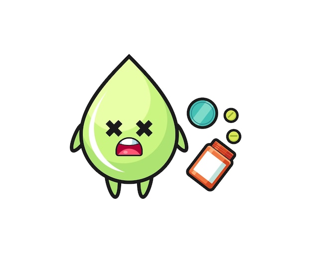 Illustration of overdose melon juice drop character