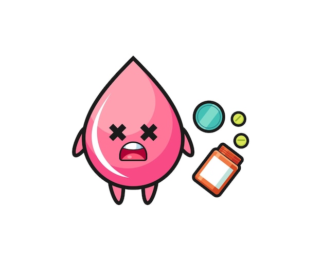 Illustration of overdose strawberry juice drop character