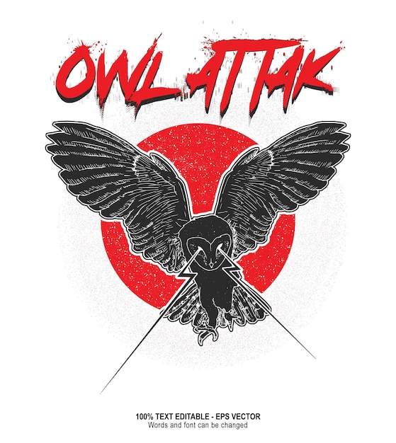 illustration of owl in freehand style with editable text