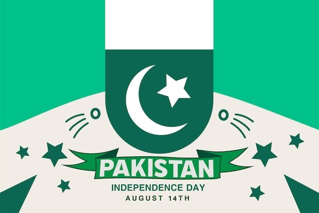 Illustration of Pakistan Independence day 14th August 1947 with Flag Background