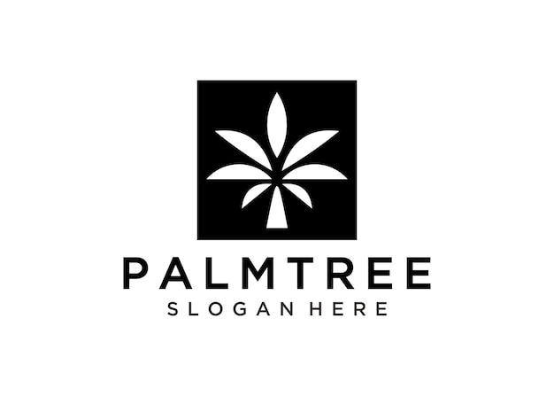 illustration Palm tree logo on a black square