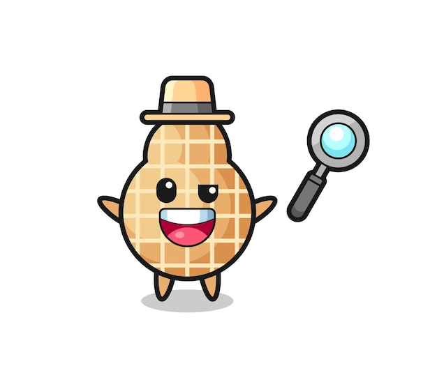 Illustration of the peanut mascot as a detective who manages to solve a case