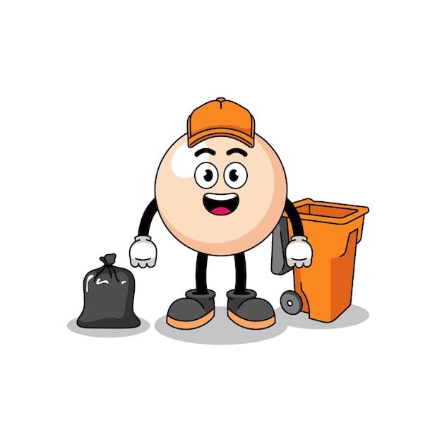 Illustration of pearl cartoon as a garbage collector