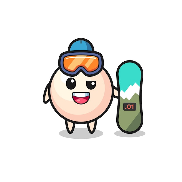 Illustration of pearl character with snowboarding style