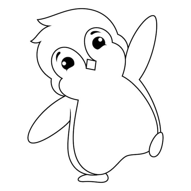 Illustration of Penguin cartoon line art