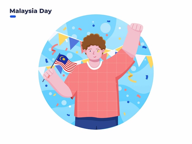 Illustration of People Celebrate Malaysia day or Malaysia federation day on 16 September