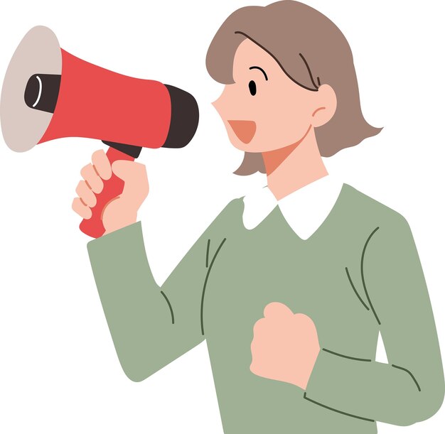 Vector illustration of a person holding a megaphone