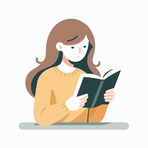 Illustration of a person reading a book in a simple flat design style