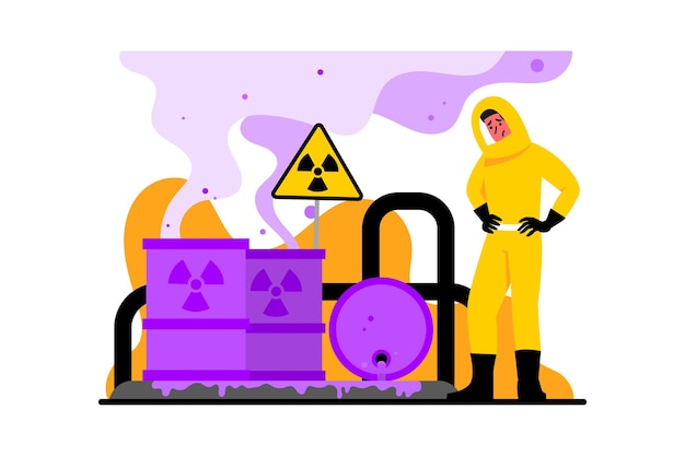 Illustration of a pile of hazardous waste barrels