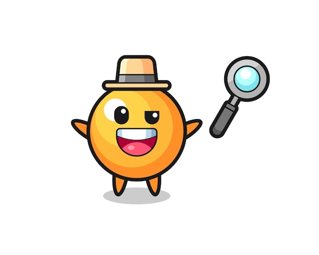 Illustration of the ping pong ball mascot as a detective who manages to solve a case