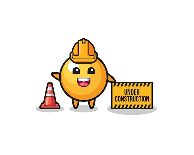 Illustration of ping pong with under construction banner cute design