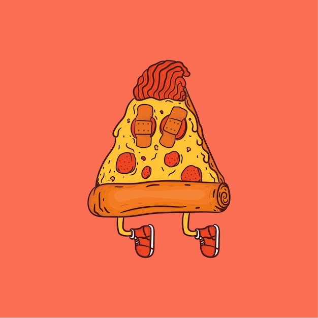 Illustration Pizza Character Unique NFT Drawing