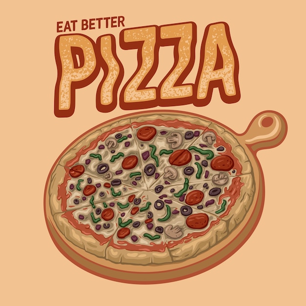 illustration Pizza with fresh ingredient