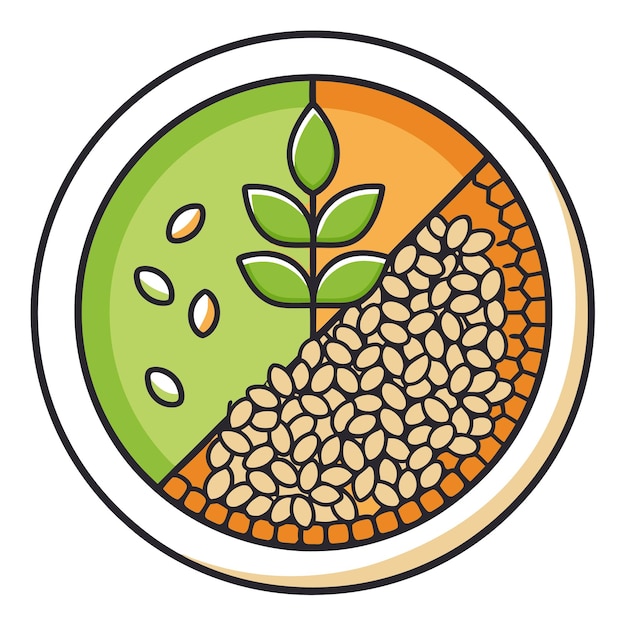 Vector illustration of a plant sprouting from a pile of seeds