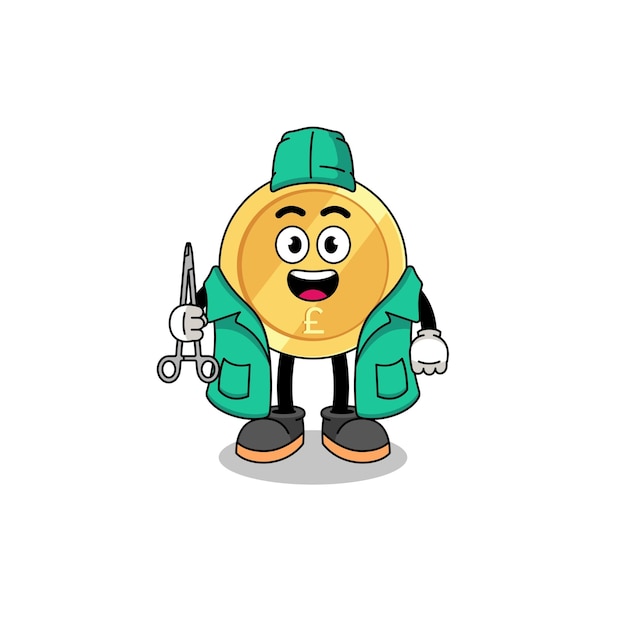 Illustration of pound sterling mascot as a surgeon