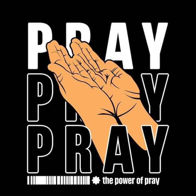 illustration of praying hands with a streetwear theme suitable for tshirts