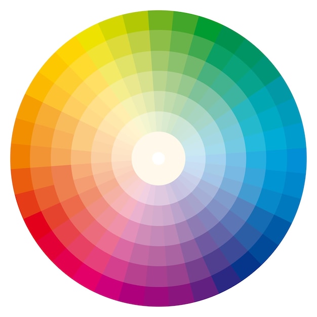 Illustration of printing color wheel with twelve colors in gradations