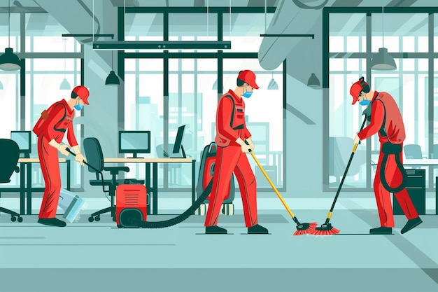 Vector illustration of professional cleaning in office